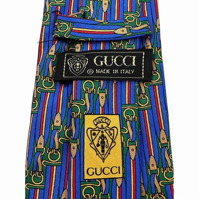 Gucci(グッチ)のグッチ GUCCI ネクタイ 青 青紫 緑 ブルー シルク100% 絹　ビジネス メンズのファッション小物(ネクタイ)の商品写真