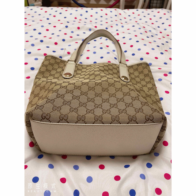 美品 正規品GUCCI グッチGGキャンバス トートバッグ バケツ型 ブラウン