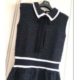 極美品♡ルネ DM掲載 ニットツイードワンピース バイカラー 34
