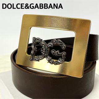 ドルチェアンドガッバーナ(DOLCE&GABBANA)のドルチェ＆ガッパーナ DGロゴ ベルト フレーム ローズ ブラウン ゴールド金具(ベルト)