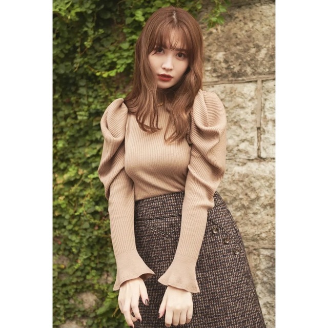 Her lip to - HLT Volume Sleeve Rib Knit Top / beigeの通販 by