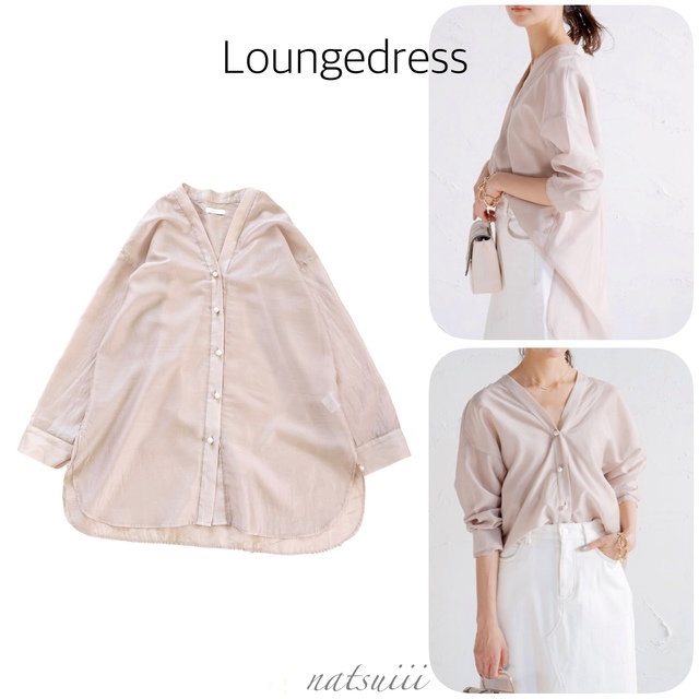 Loungedress Loungedress ラウンジドレス 大粒 パールボタン Ｖネック シャツの通販 by natsu｜ラウンジドレス ならラクマ