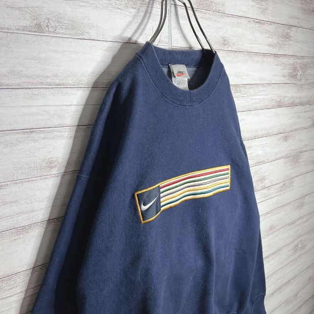 USA製!!】ナイキ ✈︎刺繍 ゆるだぼ 白タグ 裏起毛 肉厚 トレーナーL