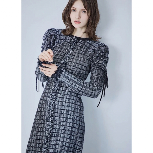 riu Plaid tweed knit dress