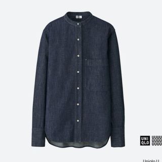 ユニクロ(UNIQLO)のユニクロユー デニムスタンドシャツ  Lサイズ 未使用(シャツ/ブラウス(長袖/七分))