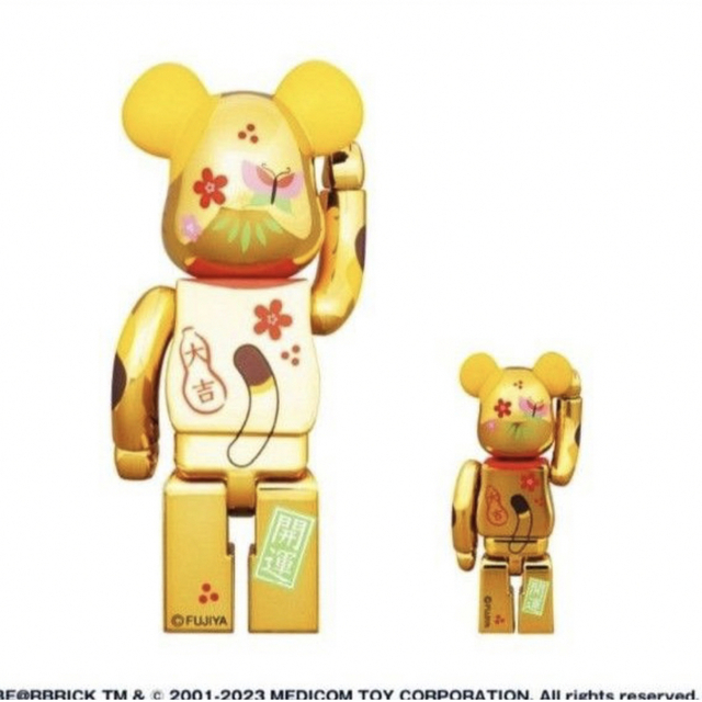 不二家 - BE@RBRICK 招き猫 ペコちゃん 福 金メッキ 100% & 400%の通販