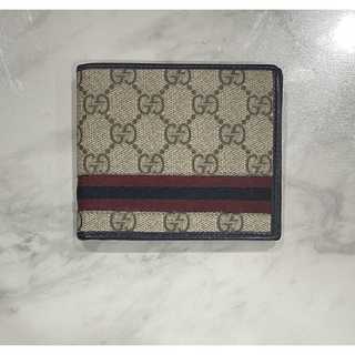 グッチ(Gucci)のGGスプリーム ウェビングライン 二つ折り財布(折り財布)