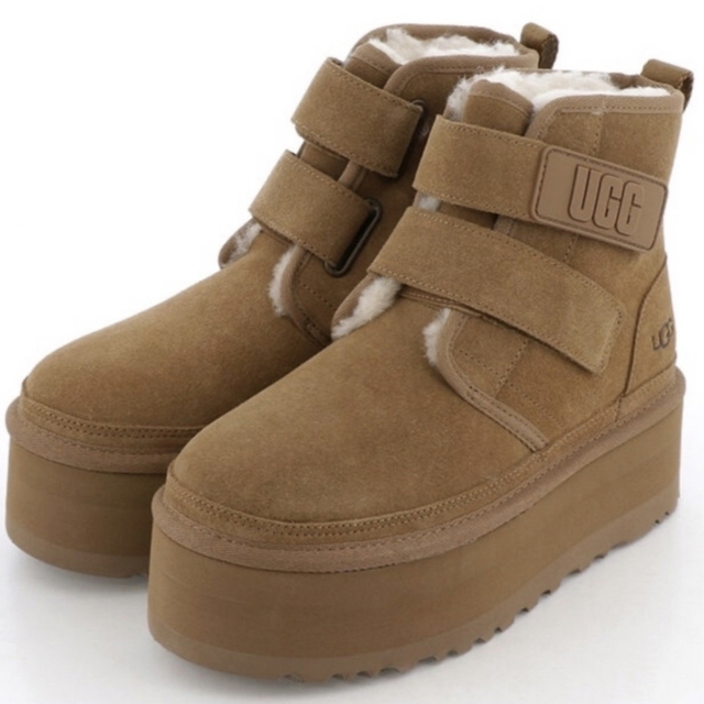 23 ugg ブーツ ニューメルプラットフォーム 厚底 ベージュ-