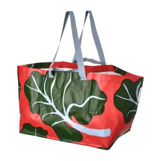 マリメッコ(marimekko)の【IKEAマリメッコ】バストゥアキャリーバックLリーフパターン オレンジグリーン(エコバッグ)