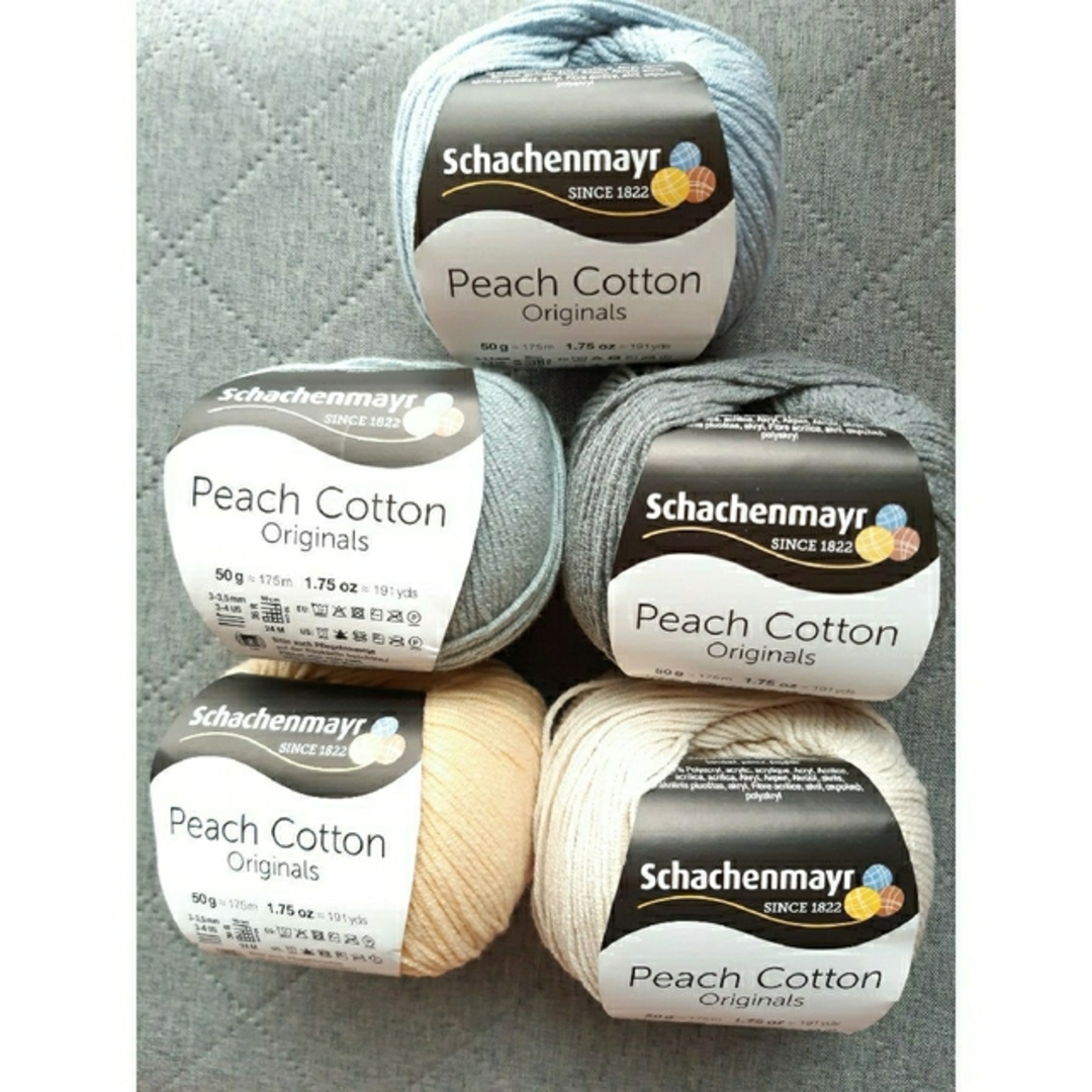 Schachenmayr Peach Cotton5色セット ハンドメイドの素材/材料(生地/糸)の商品写真