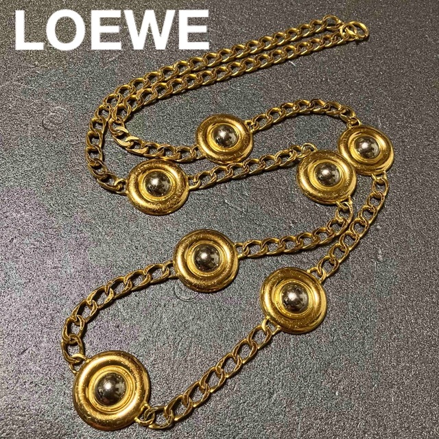 レア!! LOEWE ロエベ ロングネックレス ゴールドカラー ヴィンテージ