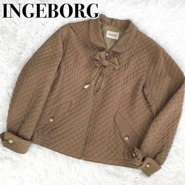 『INGEBORG』キルティング ジャケット リボン チェーン ベージュ