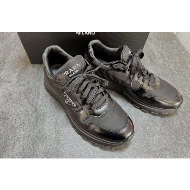 新品?正規品 PRADA - スニーカー ブラッシュドレザー x Re-Nylon PRAX1 プラダ スニーカー