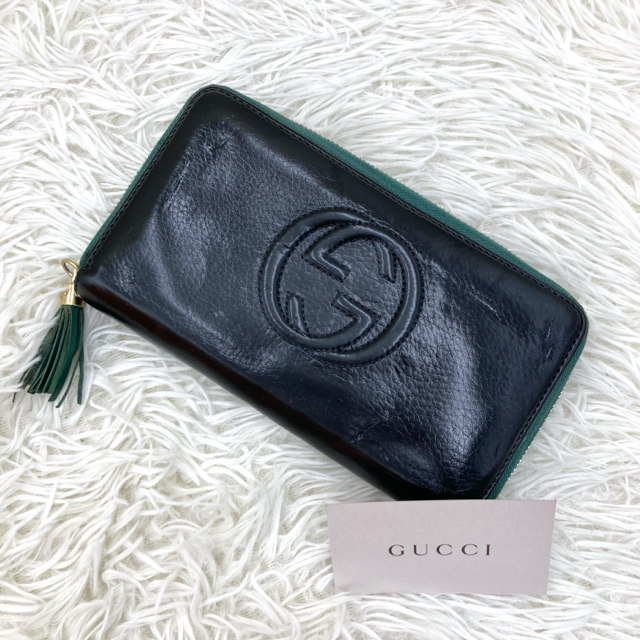 Gucci(グッチ)のカード付き✨　グッチ　長財布　ソーホー　ブラック　ラウンドファスナー　黒色 レディースのファッション小物(財布)の商品写真