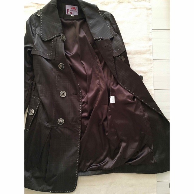 ステッチがかわいい♡ブラウンのロングコート レディースのジャケット/アウター(ロングコート)の商品写真