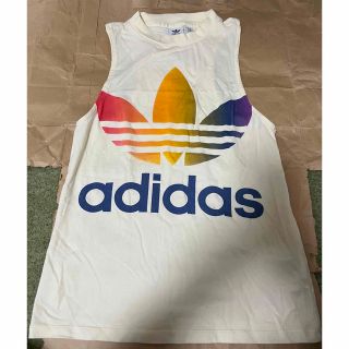 adidasトレフォイルタンクトップ デカロゴ サイズXS アイボリー(Tシャツ(半袖/袖なし))