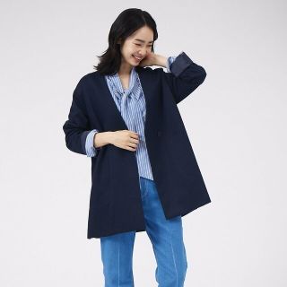 qualite - 【ネイビー】ダブルジャージミドルコートの通販 by qualite