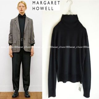 マーガレットハウエル(MARGARET HOWELL)の2017 新品マーガレットハウエル☆ジョンスメドレー別注ウールタートルニット2黒(ニット/セーター)