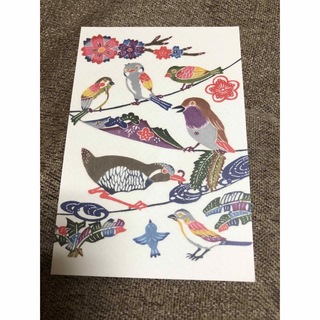 沖縄　紅型　可愛い鳥のポストカード(カード/レター/ラッピング)