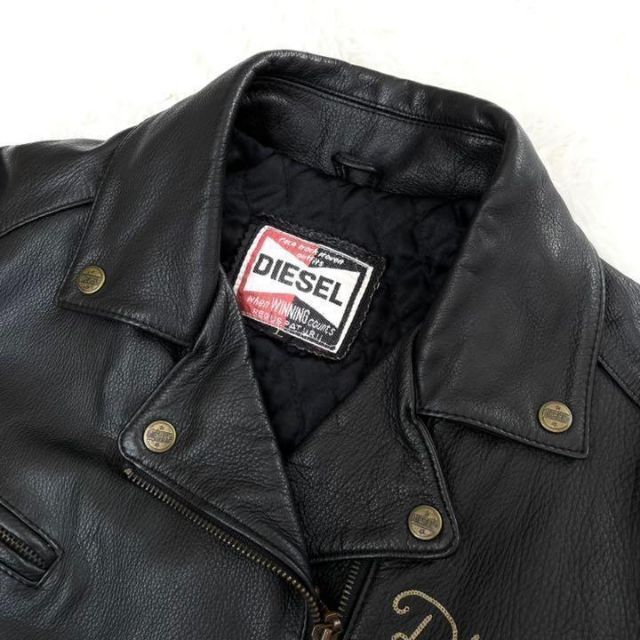 レア『DIESEL』レザー ダブル ライダース ジャケット バックロゴ