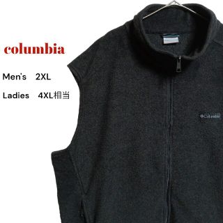 コロンビア(Columbia)の90S　コロンビアフリースベスト　チャコールグレー　ロゴ　メンズ2XL 古着(ベスト)