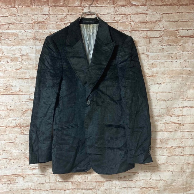 エンポリオアルマーニ ジャケット テーラード コーデュロイ スーツ 黒色 46