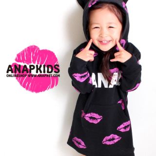 アナップキッズ(ANAP Kids)のANAPKIDS♡リップ柄ねこ耳ワンピ(ワンピース)