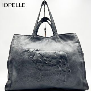 イオペレ(io pelle)の【美品】イオペレ トートバッグ ビジネスバッグ 黒 オールレザー 牛型押し(トートバッグ)