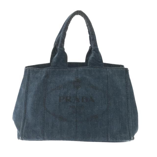 信頼 PRADA - プラダ トートバッグ CANAPA ブルー デニム トートバッグ