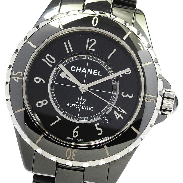 ☆良品 ★保証書付き【CHANEL】シャネル J12 42ｍｍ ブラックセラミック H2980 自動巻き メンズ_732661