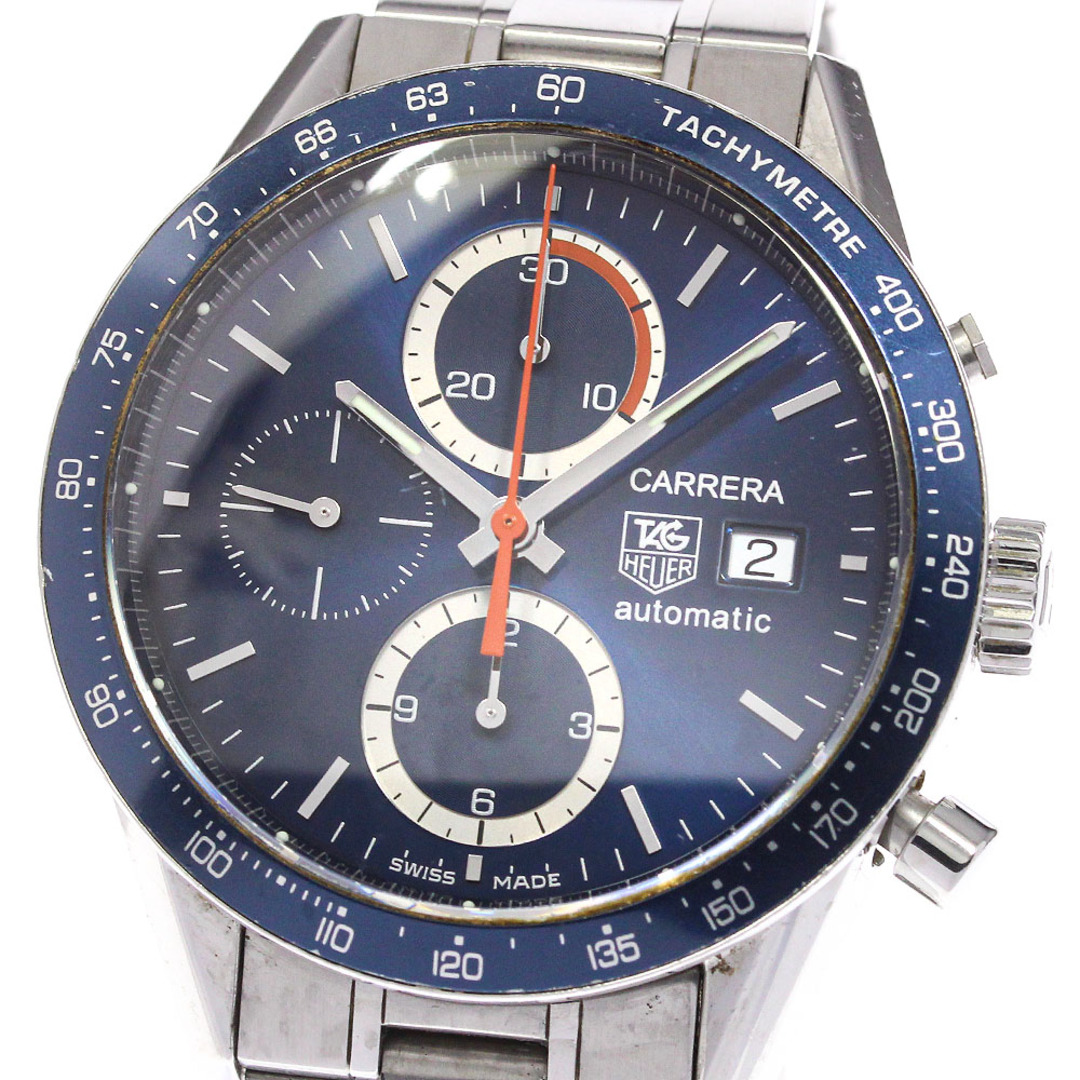 ☆訳あり ★保証書付き【TAG HEUER】タグホイヤー カレラ クロノグラフ CV2015 自動巻き メンズ_732270【ev20】