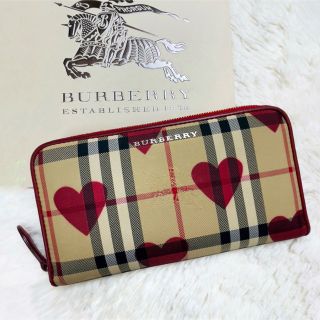 BURBERRY - バーバリー 長財布 折り財布 ノバチェック 赤 シャドー
