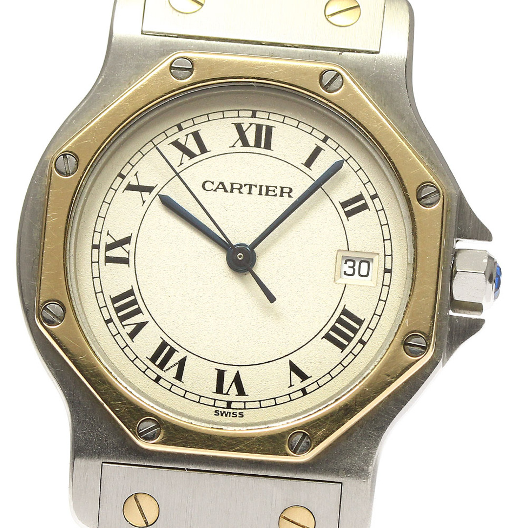 Cartier - ベルトジャンク☆ 【CARTIER】カルティエ サントスオクタゴン LM YGコンビ デイト W2001583 クォーツ メンズ_632703