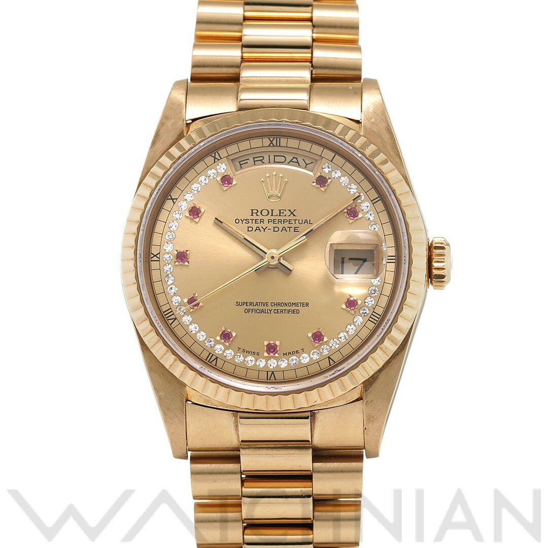 ROLEX - 中古 ロレックス ROLEX 18238LR E番(1991年頃製造) シャンパン /ダイヤモンド/ルビー メンズ 腕時計