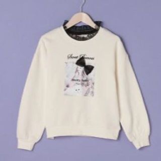 メゾピアノジュニア(mezzo piano junior)の裏毛レース襟ガールプリントトレーナー　メゾピアノジュニア(Tシャツ/カットソー)