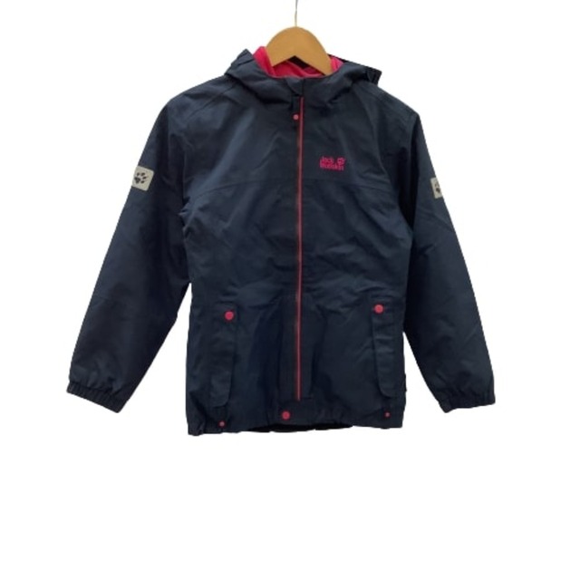 ♪♪Jack Wolfskin ジャックウルフスキン キッズ マウンテンパーカー SIZE 140 ネイビー×ショッキングピンク