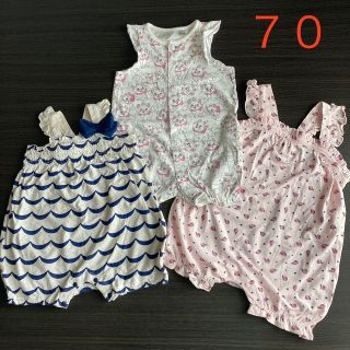 エイチアンドエム(H&M)のロンパース ３枚セット ７０(ロンパース)