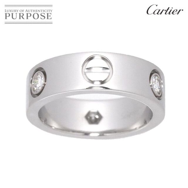 Cartier - カルティエ Cartier ラブ #48 リング ハーフ ダイヤ 3P K18 WG ホワイトゴールド 750 指輪 Love Ring 90165165 VLP