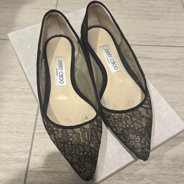 JIMMY CHOO - ジミーチュウ レースフラットパンプスの通販 by 返品交換