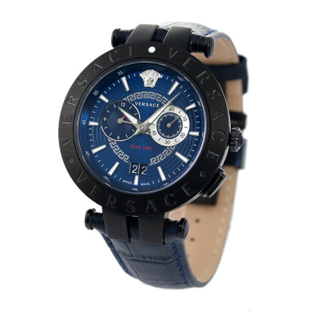 【2022?新作】 腕時計 ヴェルサーチ - VERSACE メンズ アナログ表示 ネイビーxネイビー クオーツ VERSACE VEBV00419 腕時計(アナログ)