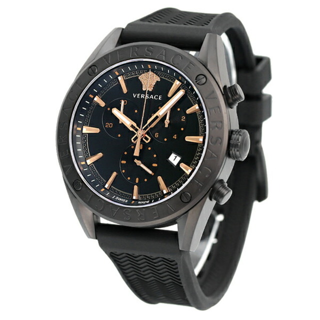 ヴェルサーチ VERSACE 腕時計 メンズ VEHB00419 V-クロノ 46mm V-Chrono 46mm クオーツ ブラックxブラック アナログ表示