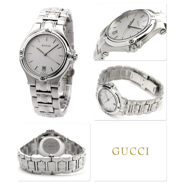 送料込】 Gucci - シルバーxシルバー クオーツ GUCCI YA090318 メンズ