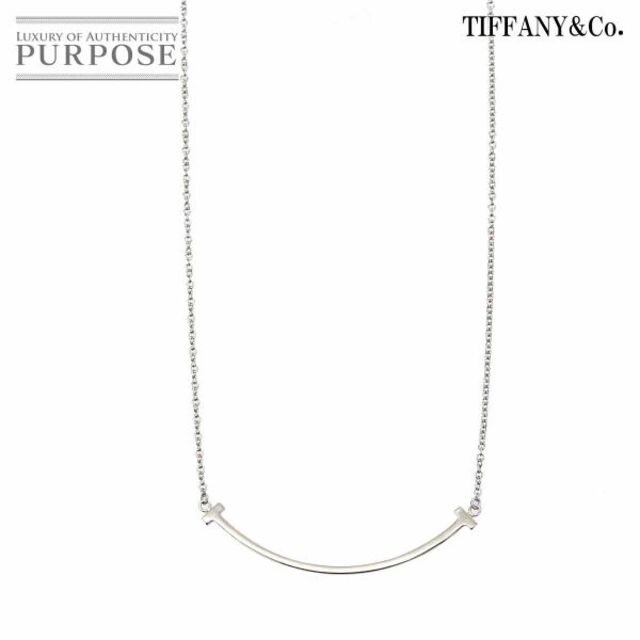 Tiffany & Co. - ティファニー TIFFANY&Co. T スマイル ネックレス 46cm スモール K18 WG ホワイトゴールド 750 VLP 90181557