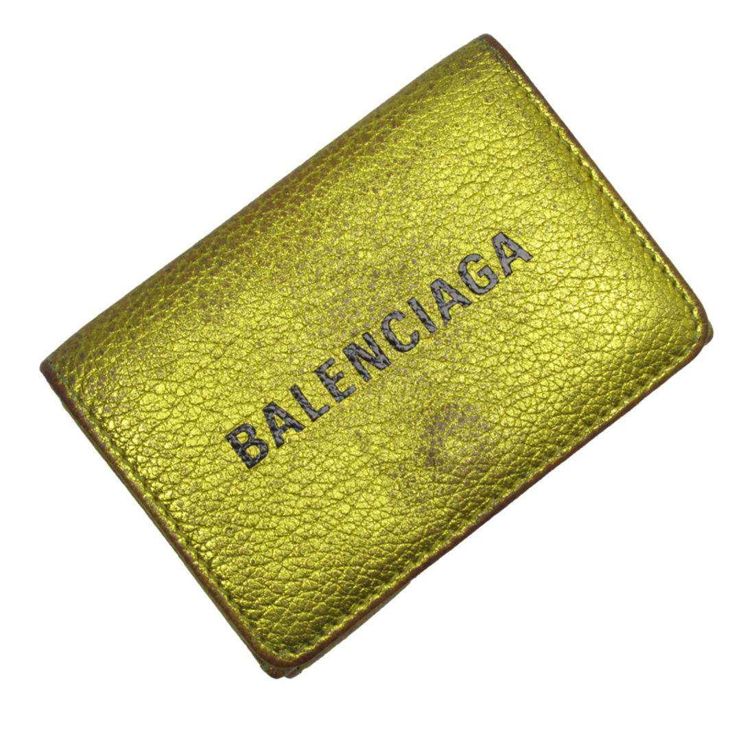 バレンシアガ BALENCIAGA 三つ折り財布 レザー ゴールド×ブラック ユニセックス 551921 送料無料 54909a