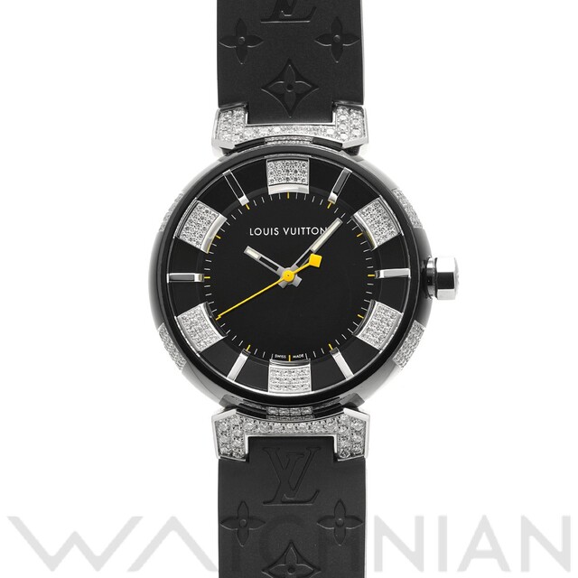 LOUIS VUITTON - 中古 ルイ ヴィトン LOUIS VUITTON Q131Q ブラック /ダイヤモンド ユニセックス 腕時計