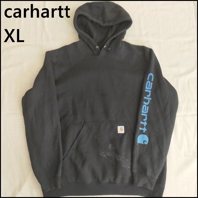 carhartt(カーハート)のカーハート ブラック 袖ロゴ ワンポイント プリント XL メンズのトップス(パーカー)の商品写真