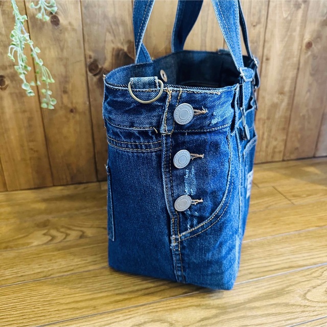 オーバーオール 大きめバック リメイク トートバッグ バック ハンドメイド 3