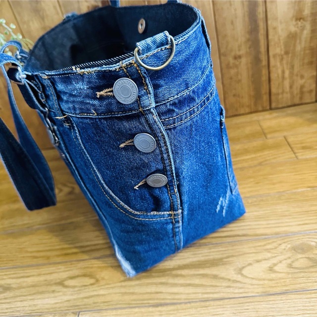 オーバーオール 大きめバック リメイク トートバッグ バック ハンドメイド 7