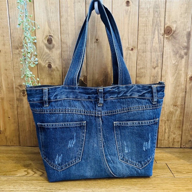 オーバーオール 大きめバック リメイク トートバッグ バック ハンドメイド 8