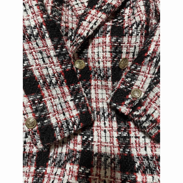 レディース美品◆ZARA◆ツイードチェックロングジャケットコート◆Sサイズ◆ザラ